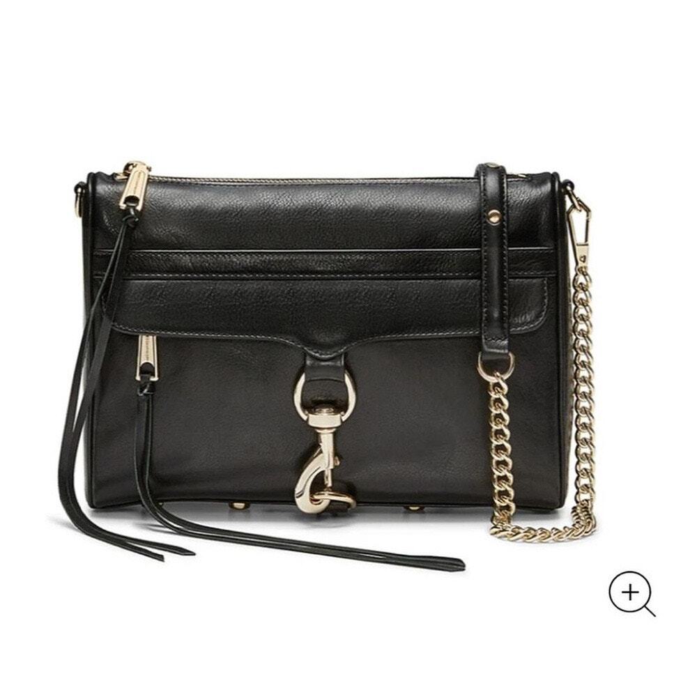 Rebecca Minkoff Mini MAC Black Genuine Leather Crossbody Bag Gold Hardware